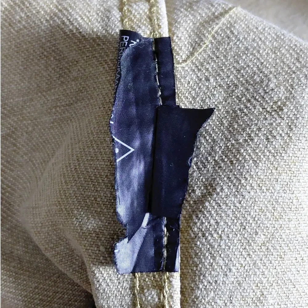 Zara Man Beige Denim Collared Distressed Raw Hem Jacket Men Size S